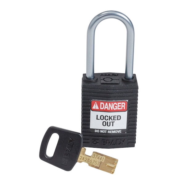 Brady Padlock, Keyed Different, Nylon, Black CPT-BLK-38AL-KD - main